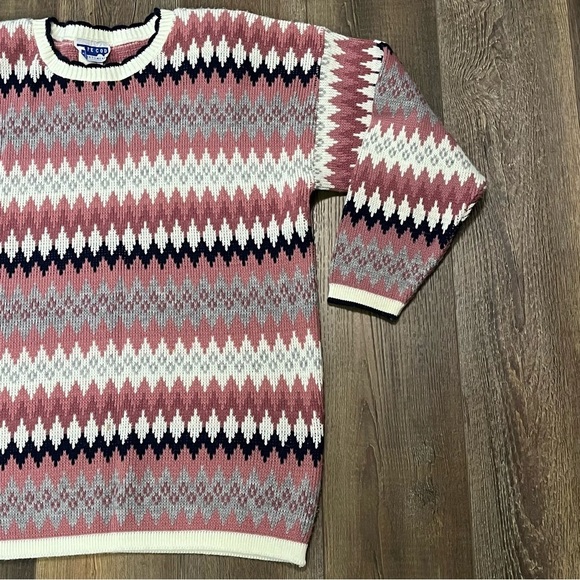Vtg CAPE COD Sportswear TOWN‎ & COUNTRY Fair Isle Sweater Womens 18W Pink Gray - Picture 3 of 12